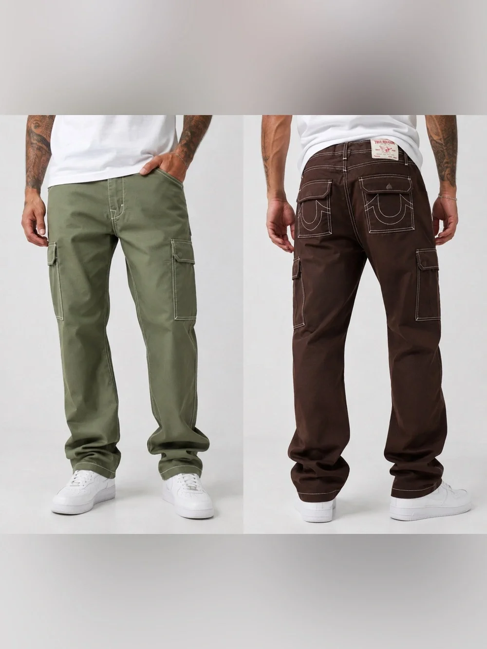 True Religion Cargo Pants Lot of 2 NWT Men’s Size 38 Olive & Brown